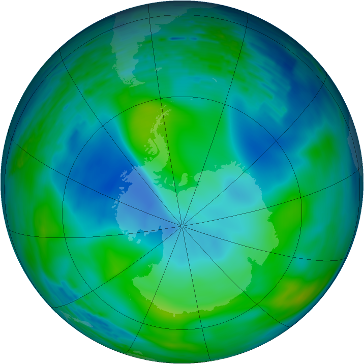 Antarctic ozone map for 02 June 1993